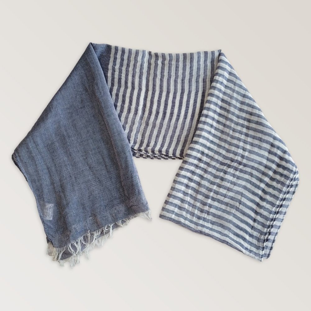 Fringe Bohemian Cotton Scarf, Fine Striped Fall Boho Tassels Wrap